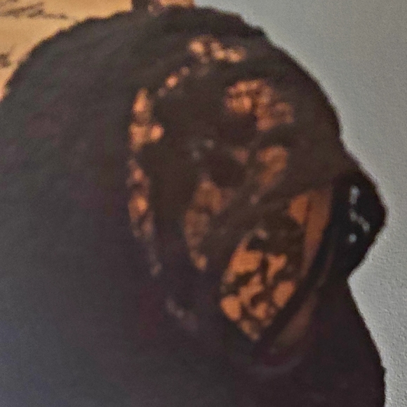 Long Black Maxi fitted Dress with Black lace on it. Size Small. Material stretch - Picture 2 of 8